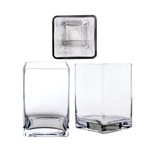 Mega Vases - 4" x 6" Cube / Square Glass Vase - Clear