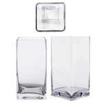 Mega Vases - 4" x 8" Cube / Square Glass Vase - Clear