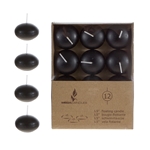 Mega Candles - 12 pcs 1.5" Unscented Floating Disc Candle in Brown Box - Black
