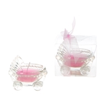 Mega Candles -Glass Baby Carriage Scented Candle in Gift Box - Pink