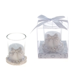 Mega Favors - Pair of Wedding Bells Poly Resin Candle Set in Gift Box - White
