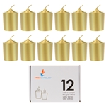 Mega Candles - 12 pcs 15 Hours Unscented Votive Candle in White Box - Gold
