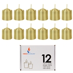 Mega Candles - 12 pcs 8 Hours Unscented Votive Candle in White Box - Gold