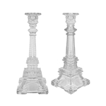 Mega Candles - 10.5" Eiffel Tower Taper Glass Candle Holder - Clear