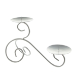 Mega Candles - Two Pillar / Round Small Spiral Metal Candle Holder - Silver