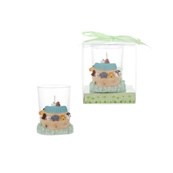 Mega Favors - Noah's Ark Poly Resin Candle Set in Gift Box - White