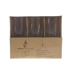 Mega Candles - 6 pcs Glass Container in Brown Box - Clear