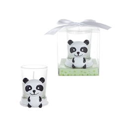 Mega Favors - Baby Panda Poly Resin Candle Set in Gift Box - White