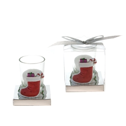 Mega Favors - Stocking Poly Resin Candle Set in Gift Box - White