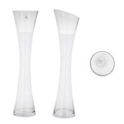 Mega Vases - 5" x 20" Slanted Bud Glass Vase - Clear