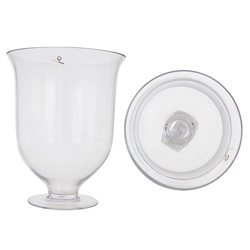 Mega Vases - 8.75" x 11" Footed Hurricane Glass Vase - Clear