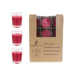 Mega Candles - 12 pcs Unscented Mini Glass Container Candle in Box - Red