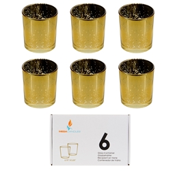 Mega Candles - 2.75" x 3.25" Mercury Glass Votive Candle Holder - Gold