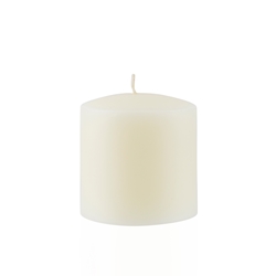 Azure Candles - 3" x 3" Unscented Round Glazed Pillar Candle - Ivory