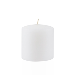Azure Candles - 3" x 3" Unscented Round Glazed Pillar Candle - White