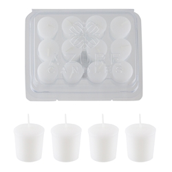 Azure Candles - 12 pcs 10 Hours Unscented Glazed Votive Candle in PVC Tray - White