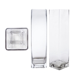 Mega Vases - 4" x 16" Cube / Square Glass Vase - Clear
