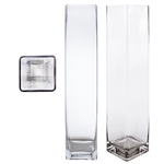 Mega Vases - 4" x 20" Cube / Square Glass Vase - Clear