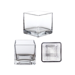 Mega Vases - 4" x 4" Cube / Square Glass Vase - Clear