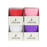 4 pcs 3" x 3" Scented Ribbed Pillar Candle in Box - Asst