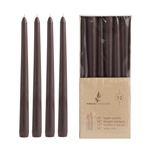 Mega Candles - 12 pcs 10" Unscented Taper Candle in Brown Box - Brown
