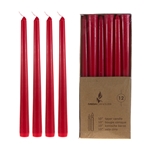 12 pcs 10" Unscented Taper Candle in Brown Box - Red