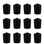 Mega Candles - 12 pcs 15 Hours Unscented Votive Candle in White Box - Black