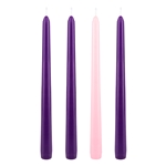 Mega Candles - 4 pcs 10" Unscented Advent Taper Candle - Asst
