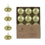 Mega Candles - 12 pcs 1.5" Unscented Floating Disc Candle in Brown Box - Gold
