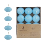 Mega Candles - 12 pcs 1.5" Unscented Floating Disc Candle in Brown Box - Light Blue