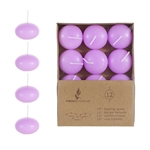 Mega Candles - 12 pcs 1.5" Unscented Floating Disc Candle in Brown Box - Lavander