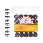 Mega Candles - 100 pcs Unscented Tea Light Candle in Bag - Black