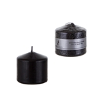 3" x 3" Unscented Domed Top Press Pillar Candle in Shrink Wrap - Black
