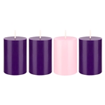 4 pcs 2" x 3" Unscented Advent Pillar Candle - Asst