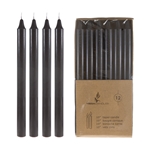 Mega Candles - 12 pcs 10" Unscented Straight Taper Candle in Brown Box - Black