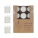 12 pcs Unscented Poured Votive Glass Container Candle in Box - White