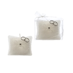 Wedding Band on Pillow Candle in Gift Box - White