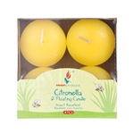 4 pcs 2" Citronella Floating Disc Candle in Designer Box - Yellow