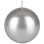 Mega Candles - 4" Unscented Round Ball Candle - Silver