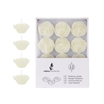 Mega Candles - 12 pcs 1.5" Unscented Floating Flower Candle in White Box - Ivory