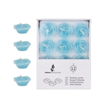 Mega Candles - 12 pcs 1.5" Unscented Floating Flower Candle in White Box - Light Blue
