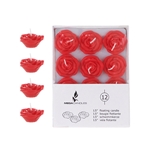 Mega Candles - 12 pcs 1.5" Unscented Floating Flower Candle in White Box - Red