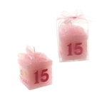 Mega Candles -Sweet 15 Keepsake Box Candle in Clear Box - Pink
