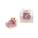 Teddy Bear in Bed Candle in Clear Box - Pink