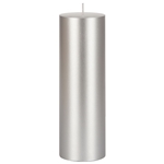 3" x 9" Unscented Round Pillar Candle - Silver