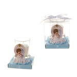 Mega Favors - Angel Praying on Clouds Poly Resin Candle Set in Gift Box - Blue
