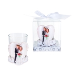 Mega Favors - Wedding Couple Standing with Heart Poly Resin Candle Set in Gift Box