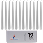Mega Candles - 12 pcs 10" Unscented Taper Candle in White Box - Silver