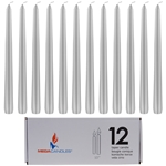 Mega Candles - 12 pcs 10" Unscented Taper Candle in White Box - Silver