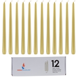 Mega Candles - 12 pcs 12" Unscented Taper Candle in White Box - Gold